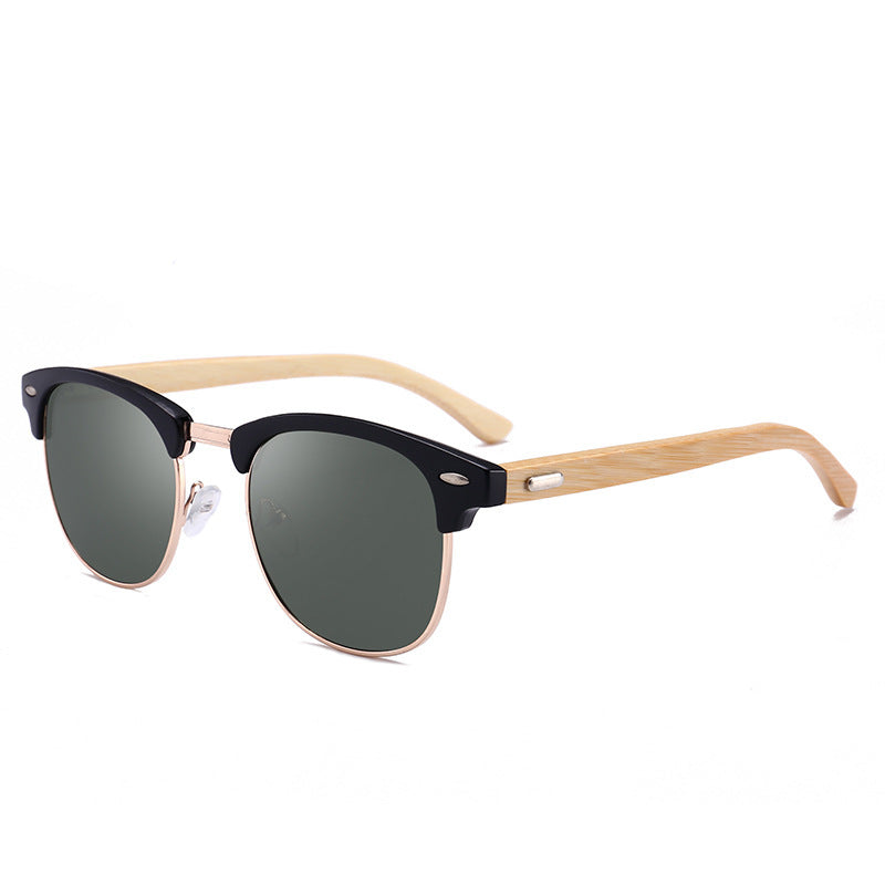 Nouvelles lunettes de soleil tendance pour hommes, jambes en bambou classiques, miroir de conduite