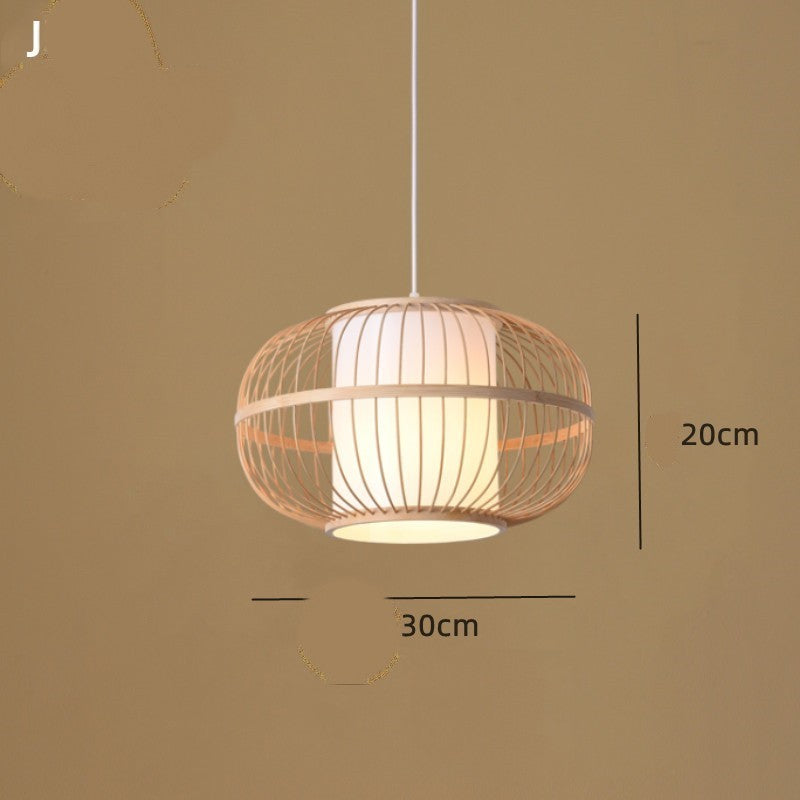Lustre en bambou pour restaurant chinois, hôtel, famille d'accueil, chambre à coucher, balcon, lanterne, lampe à riz - LUXARAH