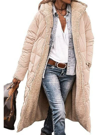 Manteau long à capuche de couleur unie, manches longues, double face, slim, élégant, cardigan, vêtements pour femmes