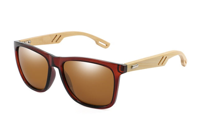 Lunettes de soleil carrées en bambou pour hommes et femmes, en bois coloré