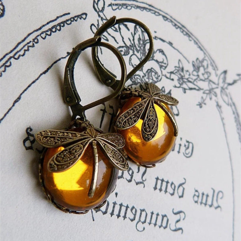 Boucles d'oreilles pendantes en forme de libellule vintage pour femme, bijou tendance, style bohème, chakra, pierre de lune bleue, bijou ethnique de mariage