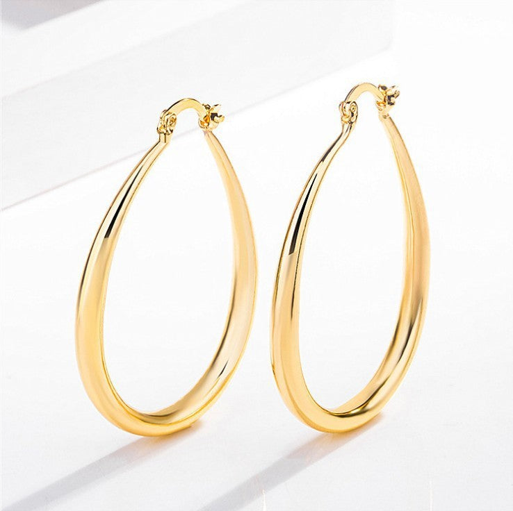 Bijoux Chic Boucles d'oreilles géométriques ovales en acier inoxydable - Élégance moderne et audacieuse