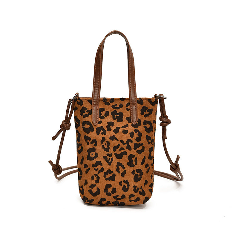 Sac bandoulière femme automne et hiver rétro imprimé léopard, nouveau polyvalent daim, sac téléphone