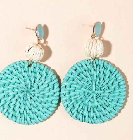 Boucles d'oreilles en rotin rouge pour femme, style vacances, printemps et été - LUXARAH