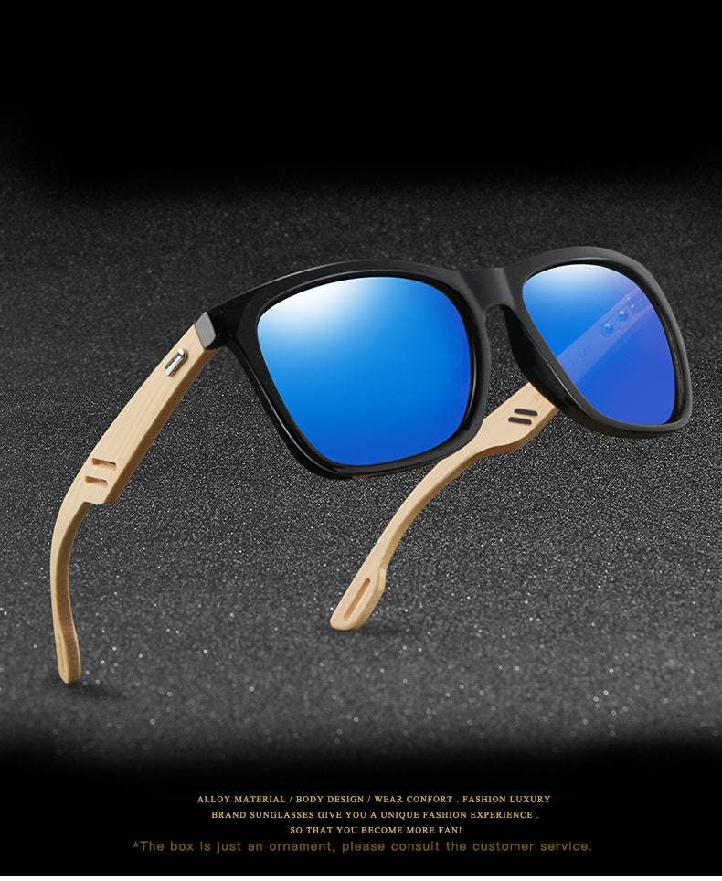 Lunettes de soleil carrées en bambou pour hommes et femmes, en bois coloré
