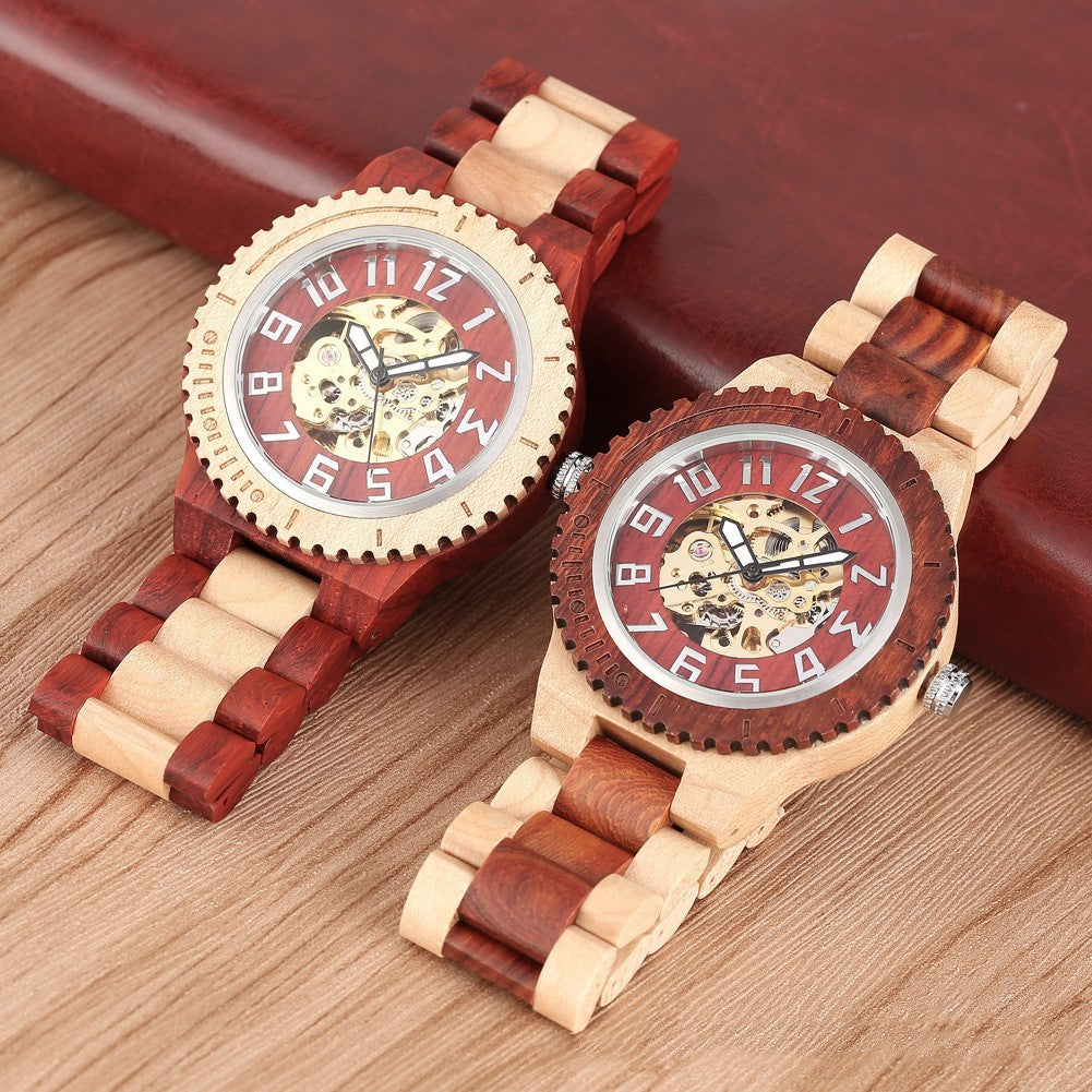 Montre mécanique automatique en bois de bambou avec cadran Creative Gear - LUXARAH