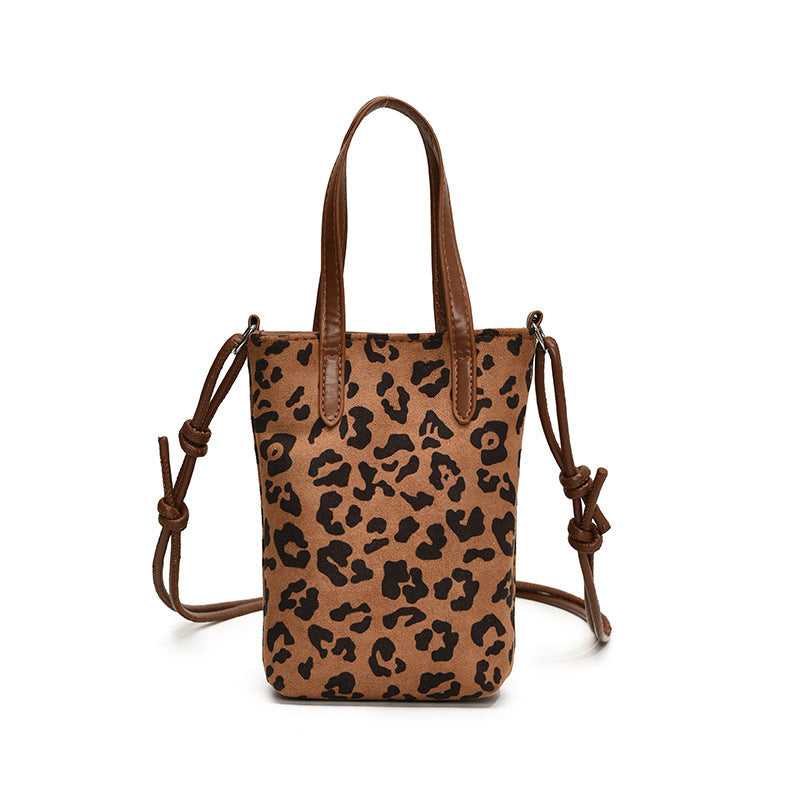 Sac bandoulière femme automne et hiver rétro imprimé léopard, nouveau polyvalent daim, sac téléphone