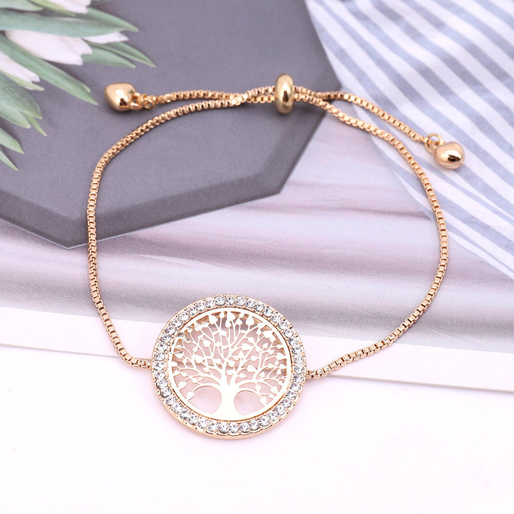 Nouveau bracelet créatif en métal doré avec arbre de vie porte-bonheur - LUXARAH