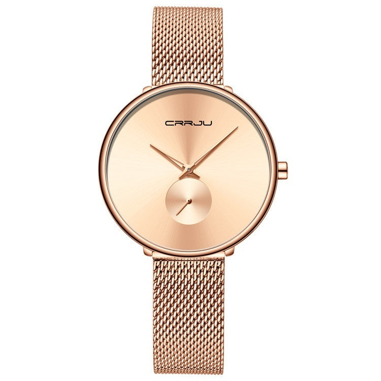 Montre simple pour femme avec bracelet en acier inoxydable et bracelet en maille - LUXARAH
