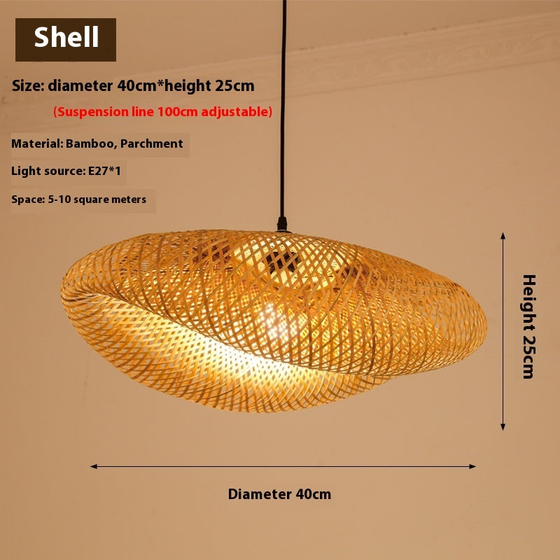 Lustre en bambou, lampe de salon de thé zen chinoise - LUXARAH