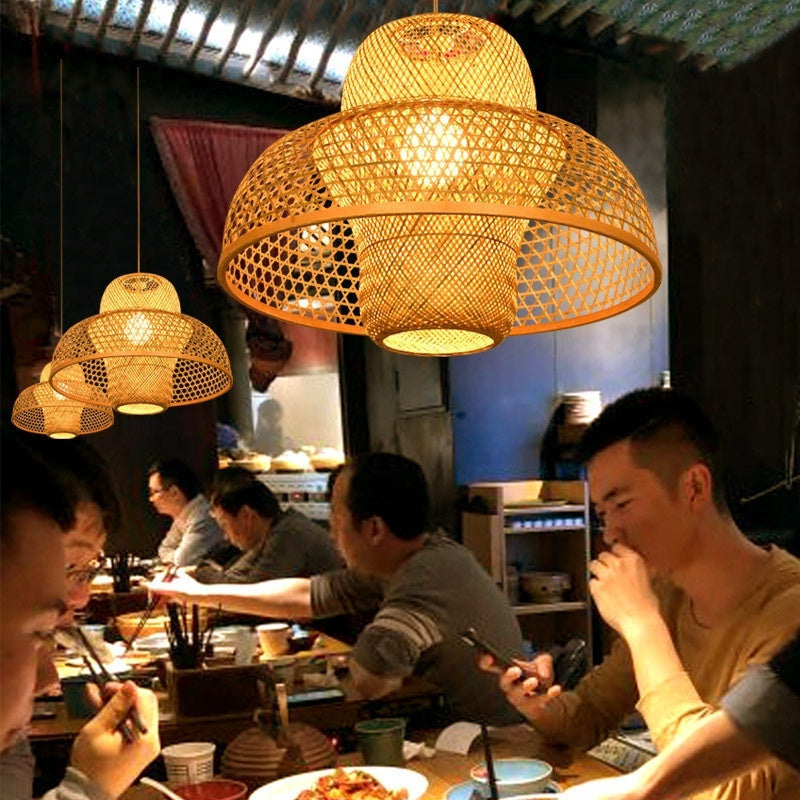 Lustre de style chinois en bambou