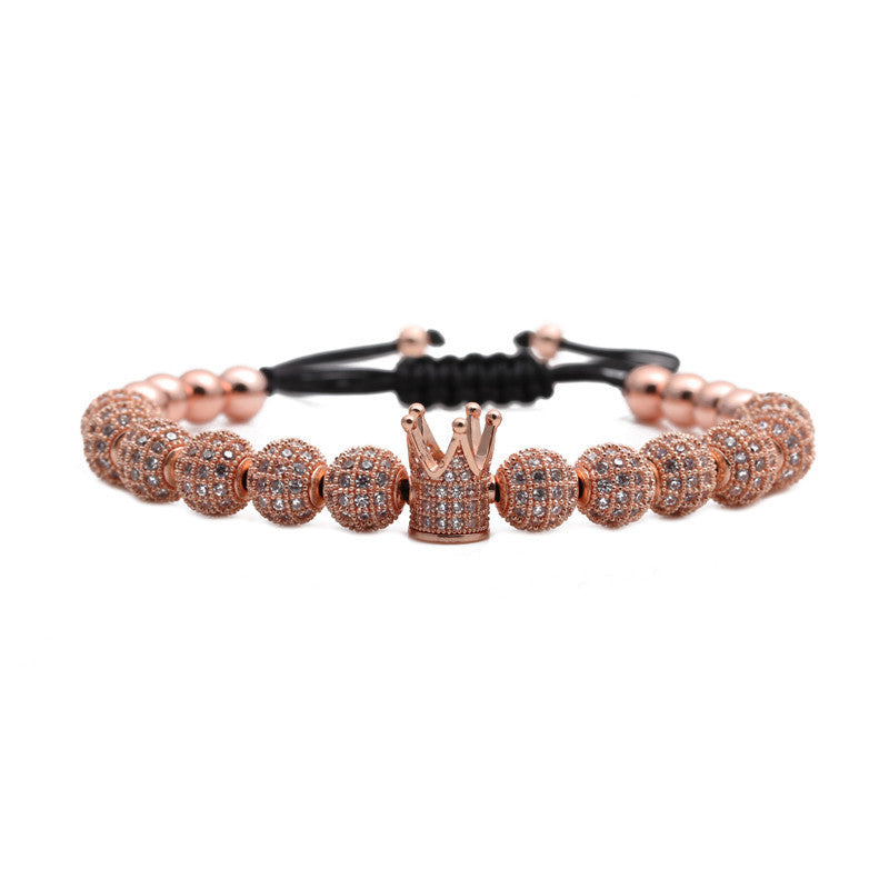 Bracelet ajustable tissé avec micro-incrustations de zircons et strass - LUXARAH