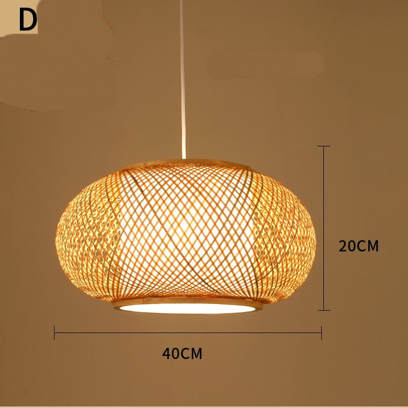 Lustre en bambou pour restaurant chinois, hôtel, famille d'accueil, chambre à coucher, balcon, lanterne, lampe à riz - LUXARAH