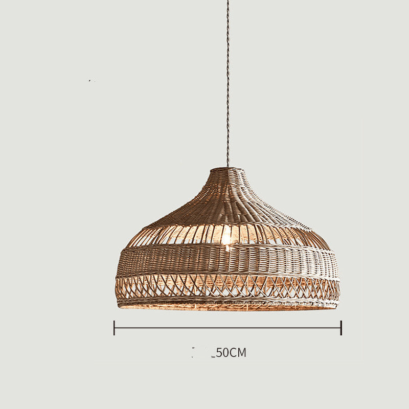 Lustre en rotin dans un restaurant et un salon de thé - LUXARAH