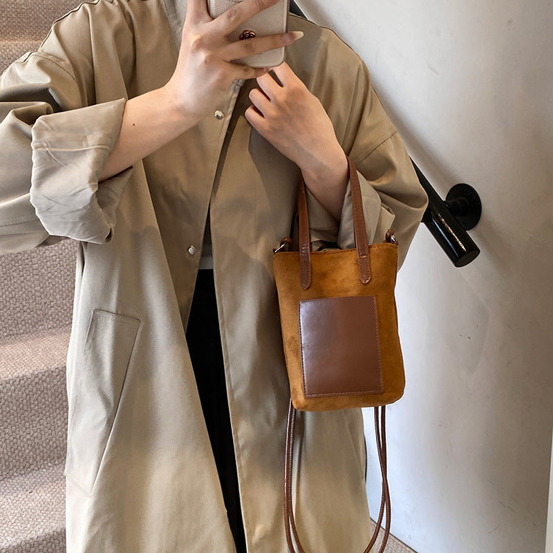 Sac bandoulière femme automne et hiver rétro imprimé léopard, nouveau polyvalent daim, sac téléphone