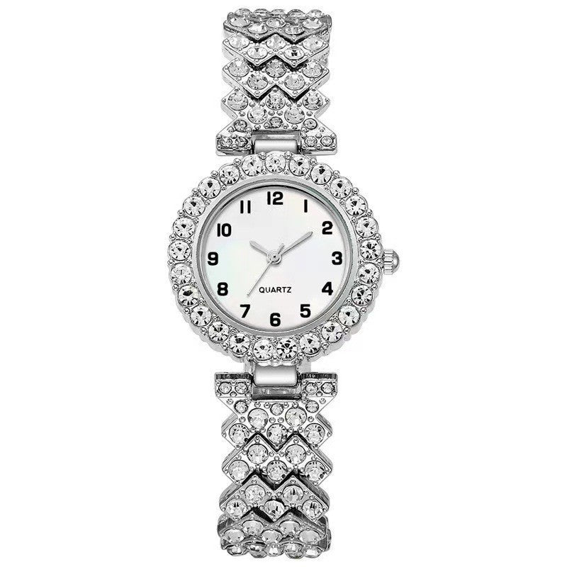 Ensemble de 2 montres de luxe pour femmes, bijoux tendance, bracelet argenté, montre-bracelet à quartz, bracelet en alliage, ensemble de bijoux, horloge, cadeau