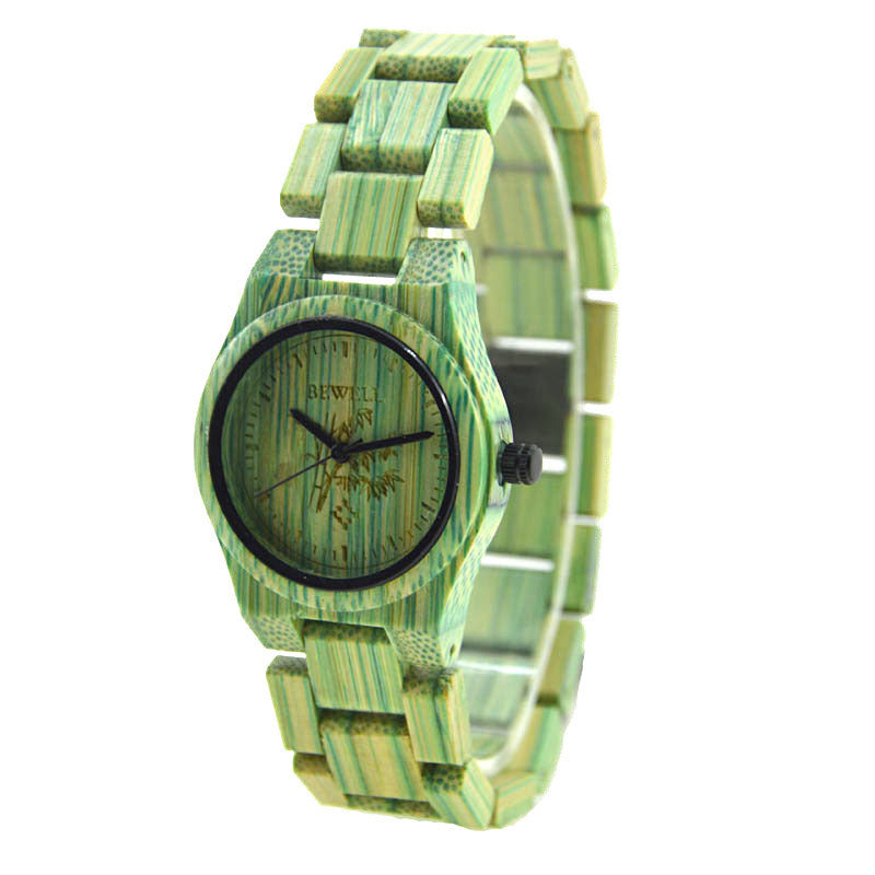 Montre dynamique en bois de bambou couleur bois