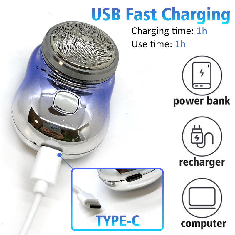 Mini rasoir portable sans fil rechargeable par USB, rasoir électrique pour le visage, humide et sec, indolore, petite taille, pour hommes - LUXARAH