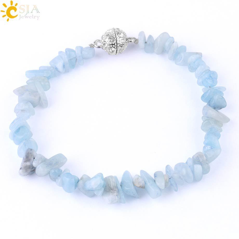 Bracelet en gravier naturel pour femme, aimanté, boucle boule en zircon, énergie irrégulière, pierre semi-précieuse - LUXARAH