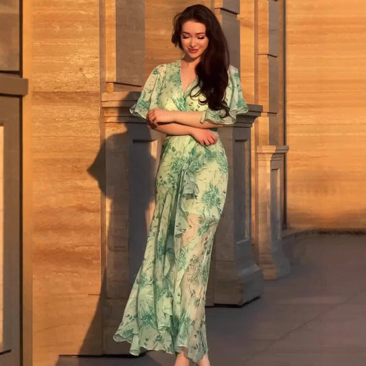 Robe fleurie à manches courtes, douce, fraîche et sexy - LUXARAH