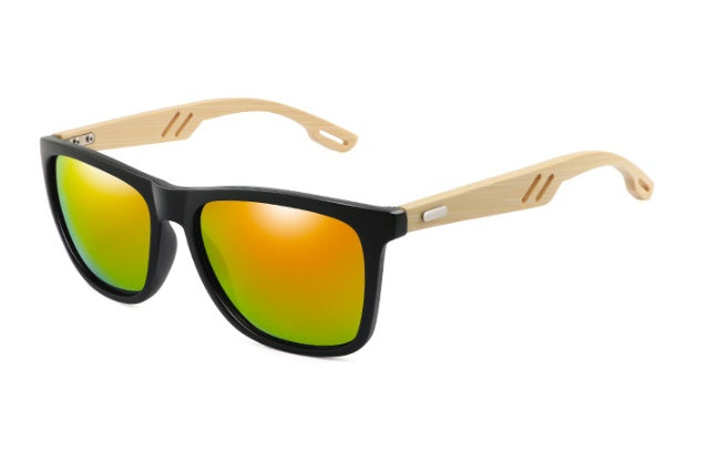 Lunettes de soleil carrées en bambou pour hommes et femmes, en bois coloré