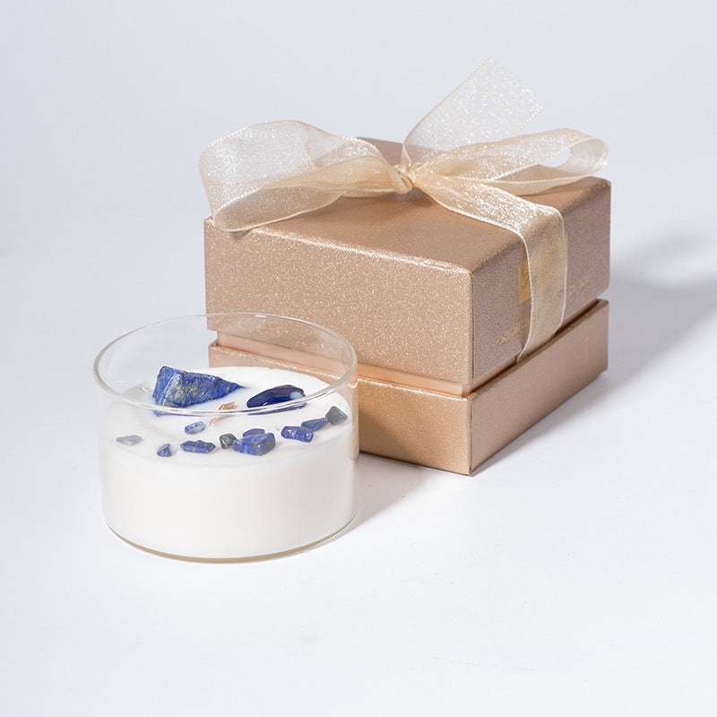 Bougie d'aromathérapie créative en cire de soja et pierre de cristal naturel