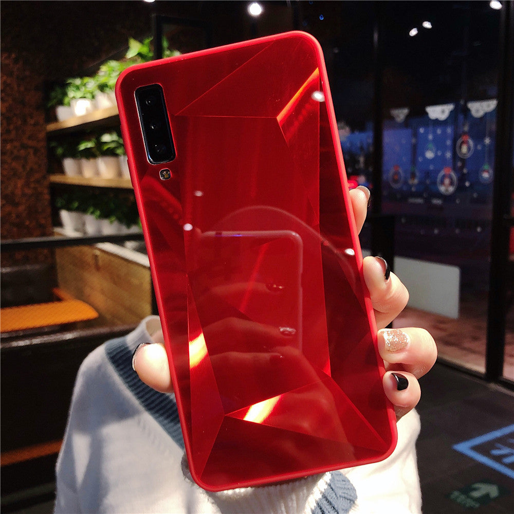 Coque de téléphone miroir à motif losange et diamant