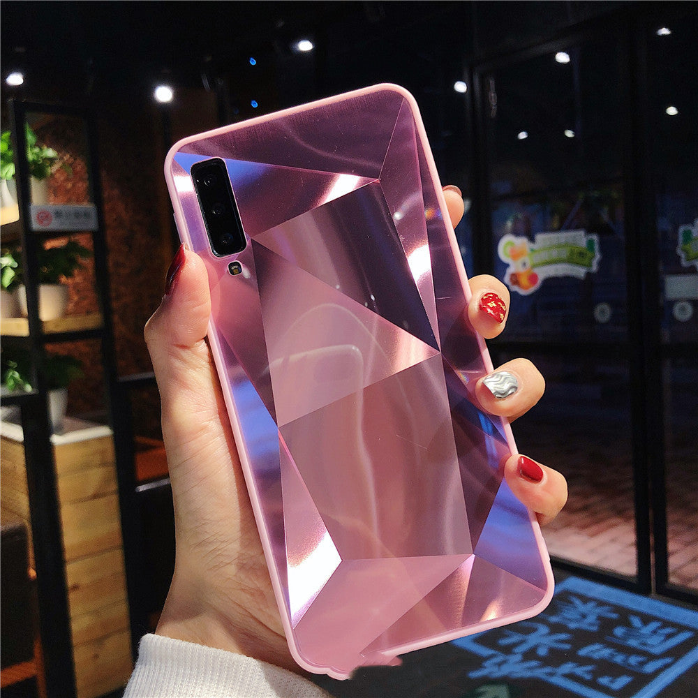 Coque de téléphone miroir à motif losange et diamant