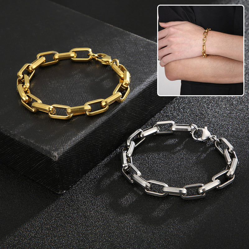 Bracelet en acier titane pour homme, design de niche, style hip-hop, géométrique