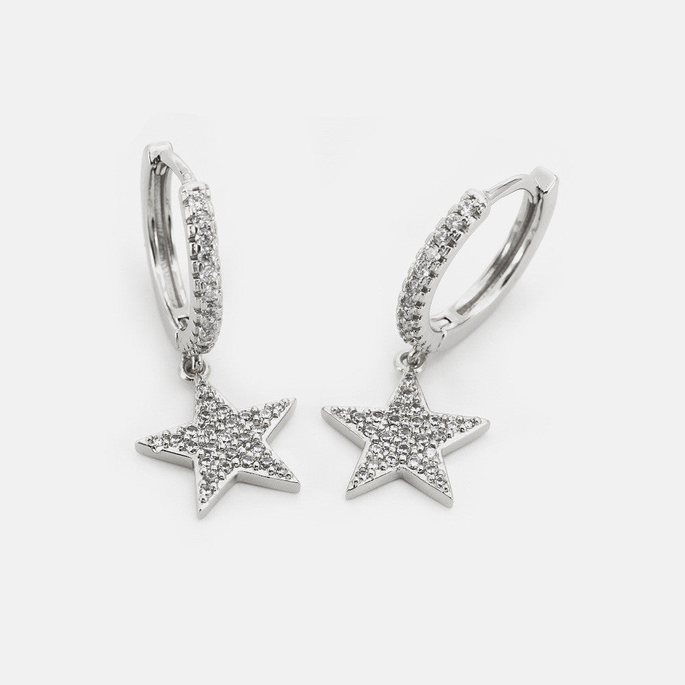 Éclat de Lune - Boucles d'oreilles étoiles scintillantes en argent 925