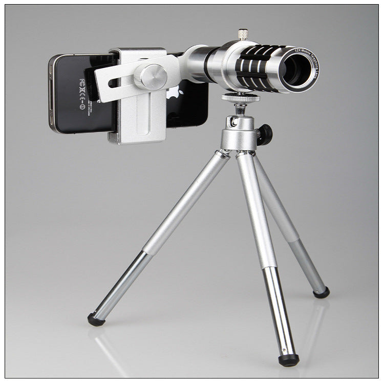 Télescope mobile 12X, objectif de caméra focale 12 fois longue avec course de trois pieds, universel, omnipotent