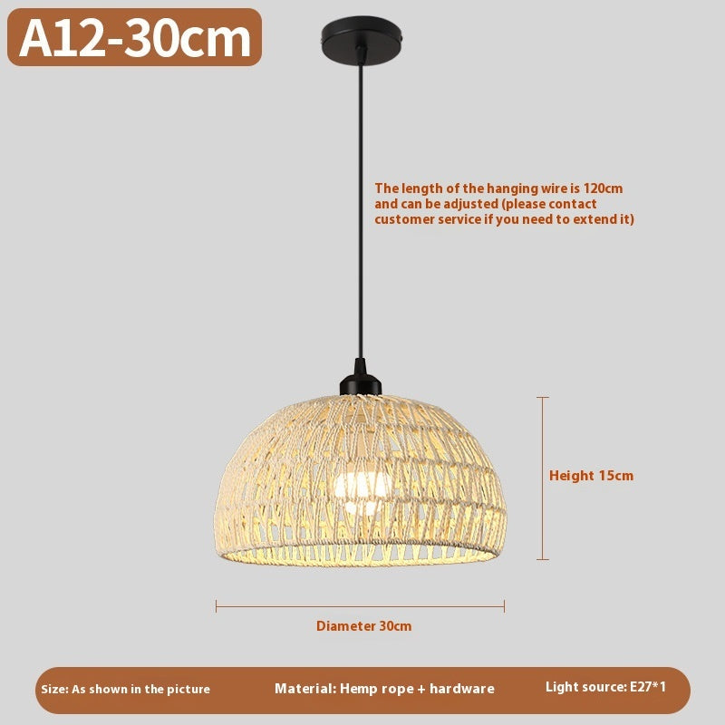 Nouveau lustre créatif en rotin tissé de style chinois - LUXARAH