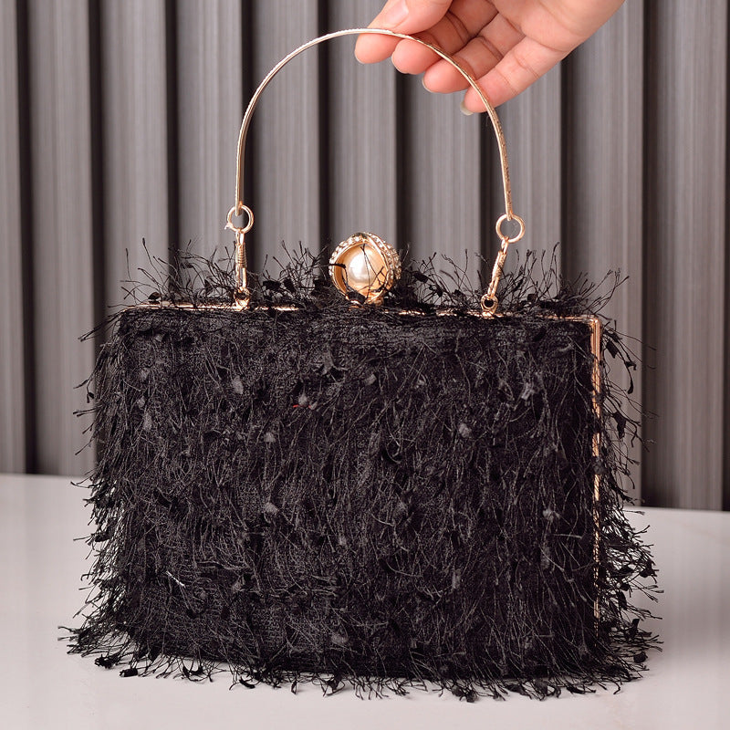 Sacs à main à pompon pour femmes, sac de soirée, sac de soirée, sac carré de luxe, sac à bandoulière pour dames - LUXARAH