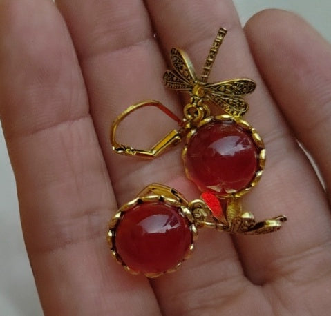 Boucles d'oreilles pendantes en forme de libellule vintage pour femme, bijou tendance, style bohème, chakra, pierre de lune bleue, bijou ethnique de mariage