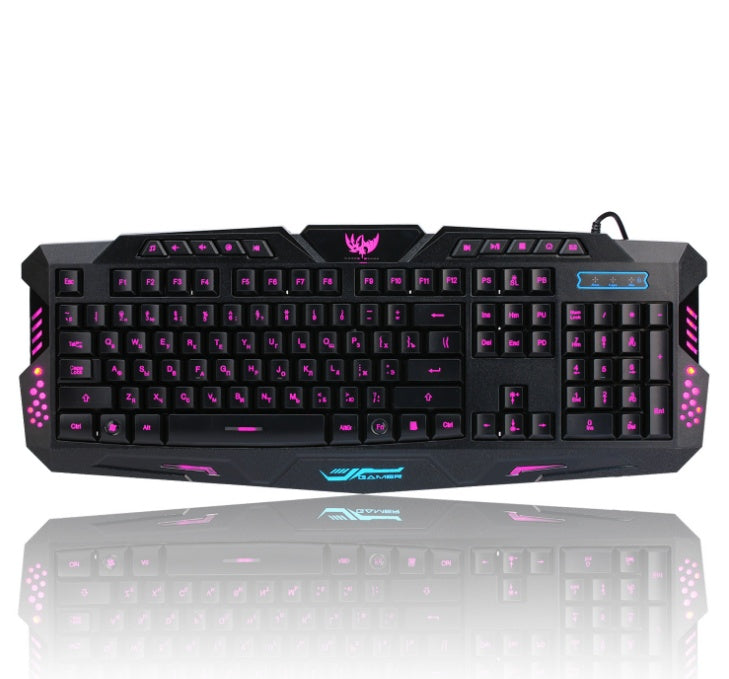 Ensemble clavier de jeu filaire rétroéclairé tricolore J10, souris de jeu lumineuse colorée, clavier russe