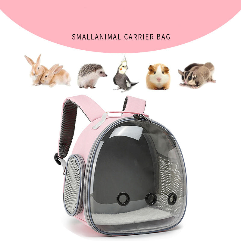 Sac à dos pour animal de compagnie, cage de transport transparente pour hamster, petit animal, cochon d'Inde, écureuil volant, furet, lapin - LUXARAH