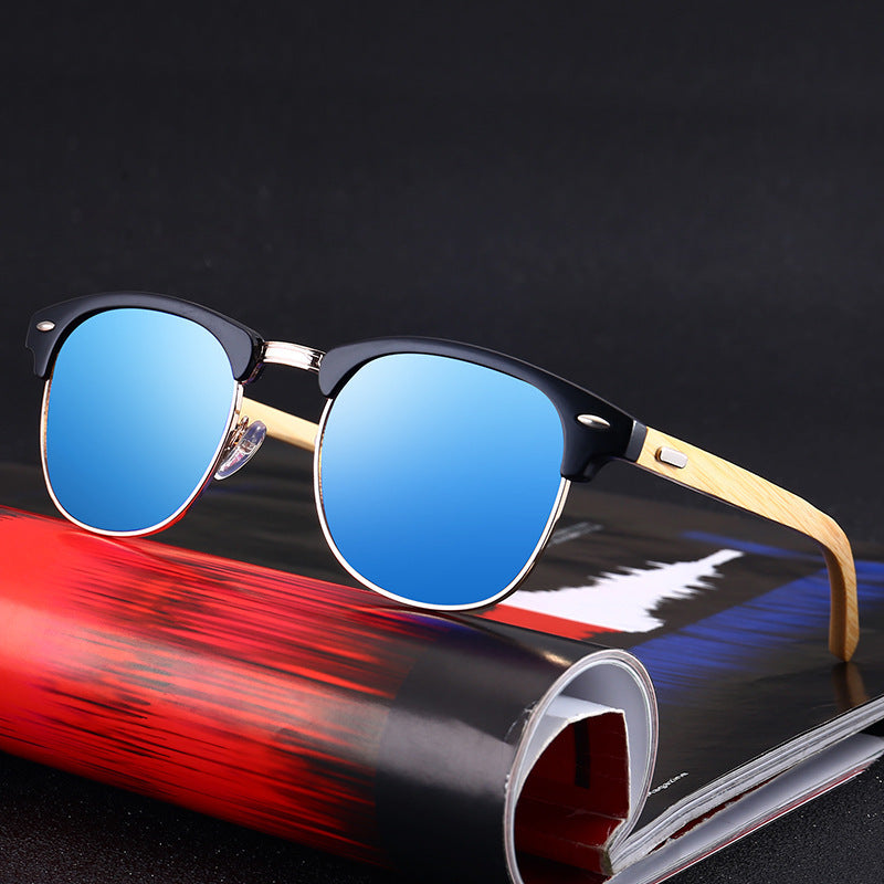 Nouvelles lunettes de soleil tendance pour hommes, jambes en bambou classiques, miroir de conduite