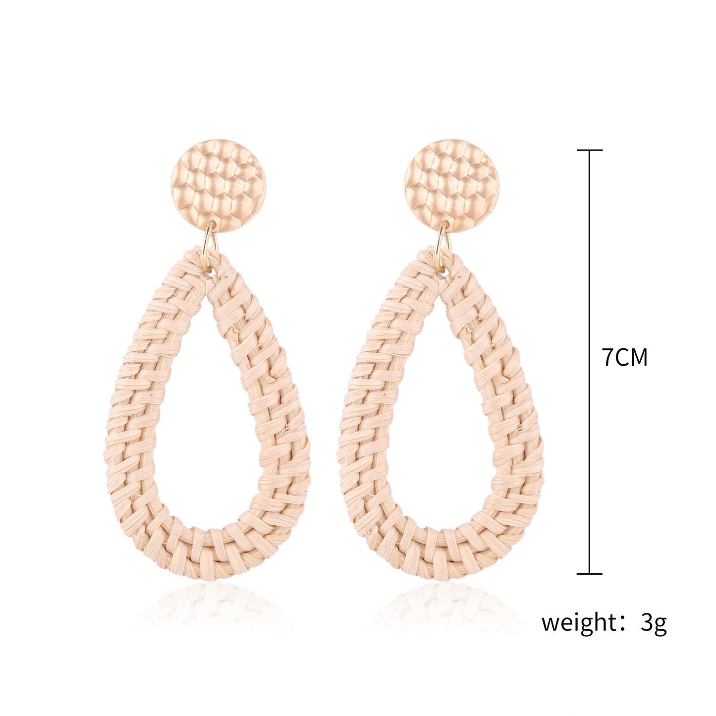 Boucles d'oreilles en bambou et rotin tissés à la main, boucles d'oreilles tribales en rotin - LUXARAH