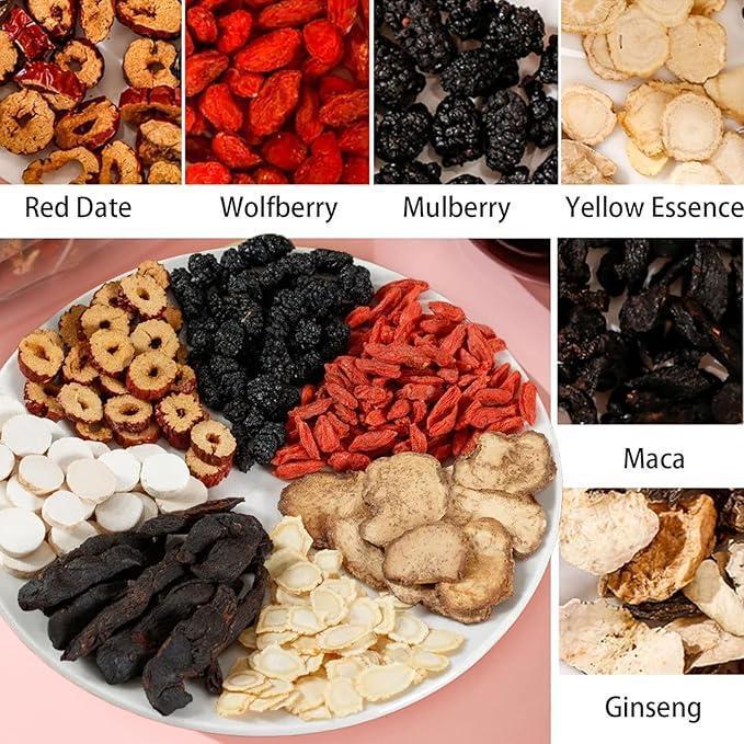 Thé aux six trésors au ginseng, formule pour les reins - Thé aux herbes traditionnelles chinoises naturelles, détoxifiant et purifiant pour les reins, pour hommes et femmes, 20 sachets par paquet - LUXARAH