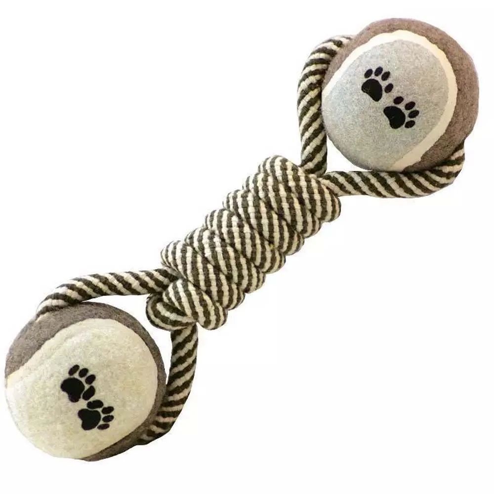 Jouet à mâcher pour animaux de compagnie, corde en coton, haltère de tennis, balle en caoutchouc, jouet interactif pour chiens de taille moyenne et grande, fournitures de jeu pour animaux - LUXARAH
