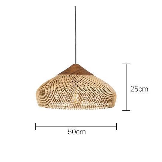 Lustre de salon vintage en bois et rotin tressé - LUXARAH