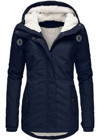 Veste d'hiver à capuche, couleur unie, chaude, fermeture éclair, polaire, avec poches, décontractée, pour femme