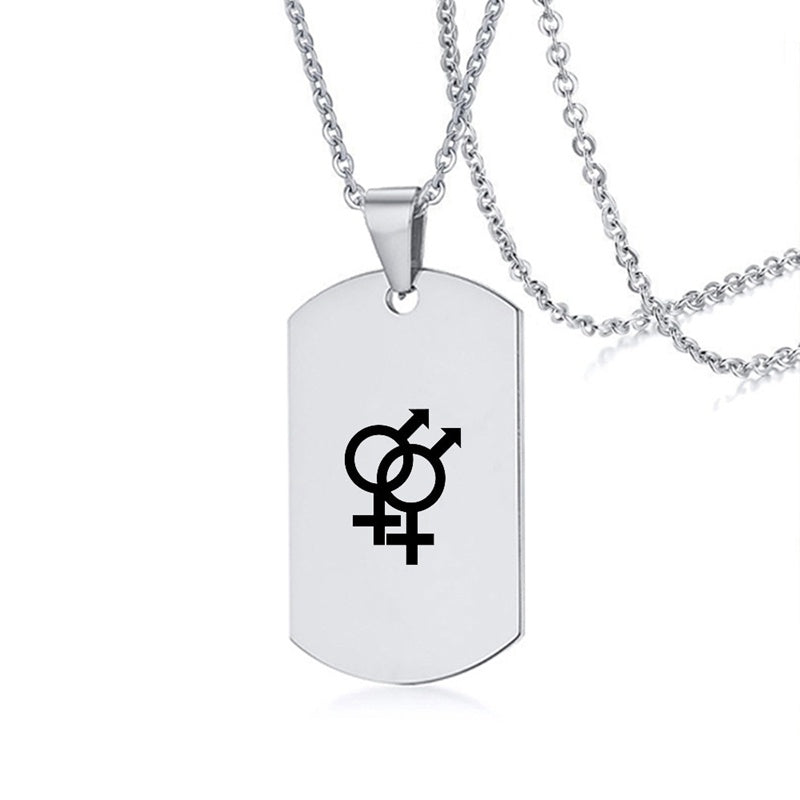 Collier en acier inoxydable avec inscription LGBT, symbole de la fierté gay, lesbienne et transgenre, pour hommes et femmes