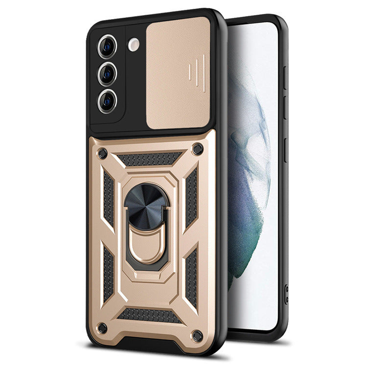 Coque de protection magnétique pour téléphone portable avec anneau de protection pour fenêtre