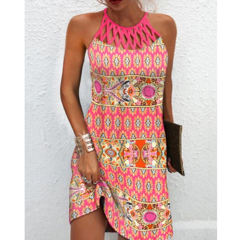 Robe imprimée tendance, décontractée, dos nu, vêtements d'été - LUXARAH