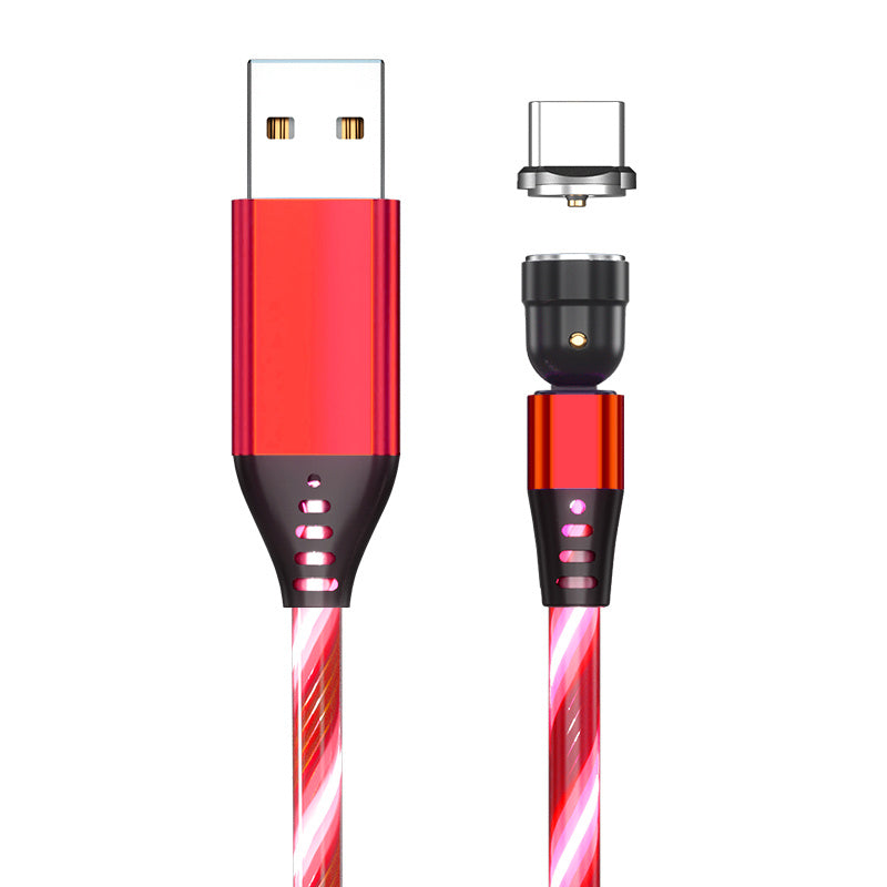 Câble magnétique lumineux rotatif 540° 3A pour recharge rapide de téléphone portable, compatible avec LED, micro USB type C, pour iPhone
