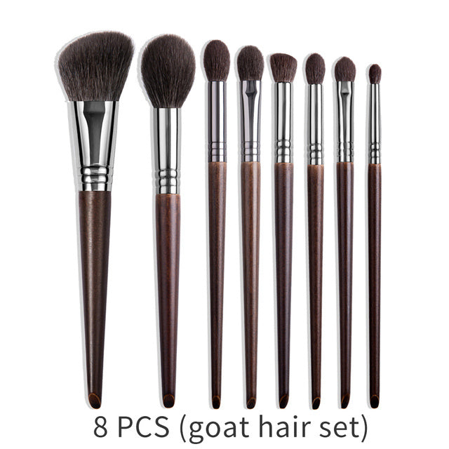 Ensemble de pinceaux de maquillage naturels, pinceau à paupières, chèvre - LUXARAH