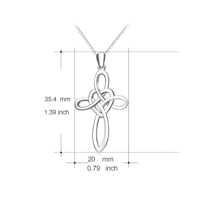 Collier en argent sterling 925 avec pendentif religieux en forme de cœur et croix pour femme, bijou tendance