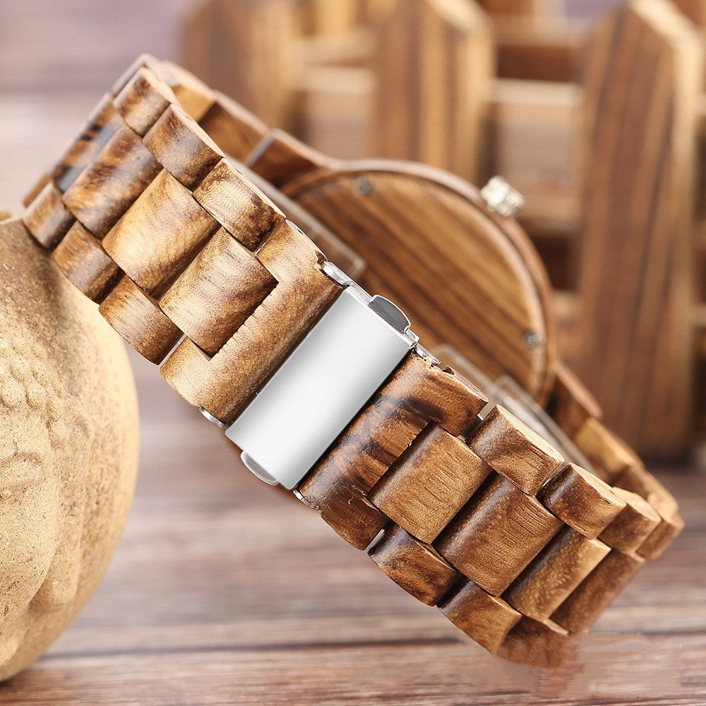 Montre littérale romaine à bracelet en bois de bambou tendance