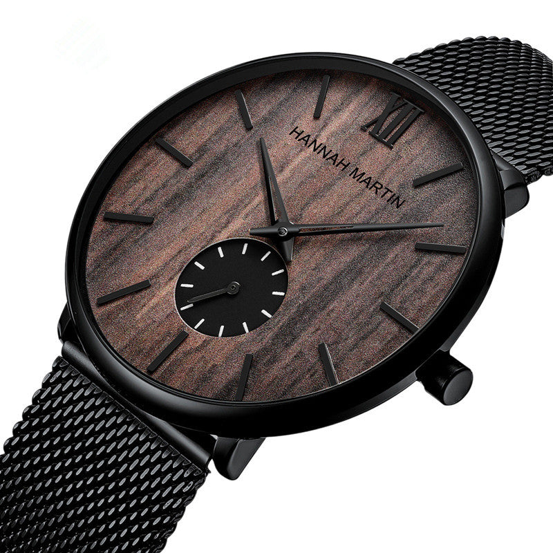Montre en bois pour homme en bambou et bois d'ébène